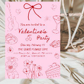 Minimalist Line Art Valentine’s Day Party Kaart