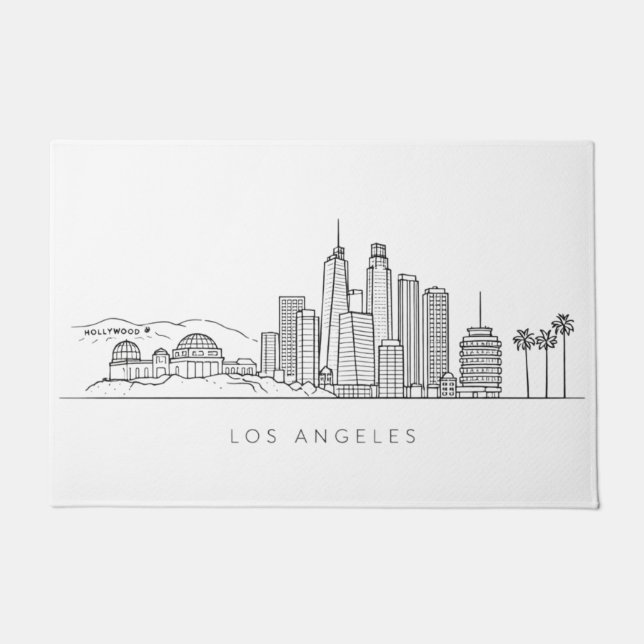 Minimalist Los Angeles Skyline Illustration Deurmat (Voorkant)