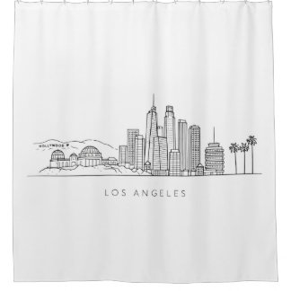 Minimalist Los Angeles Skyline Illustration Douchegordijn