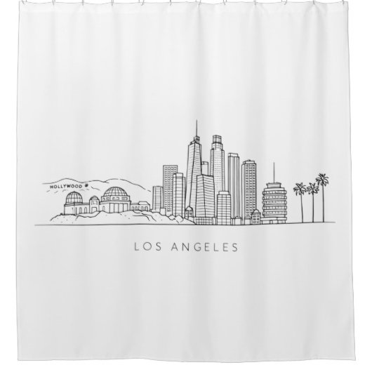 Minimalist Los Angeles Skyline Illustration Douchegordijn (Voorkant)