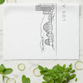 Minimalist Los Angeles Skyline Illustration Theedoek (Gevouwen)