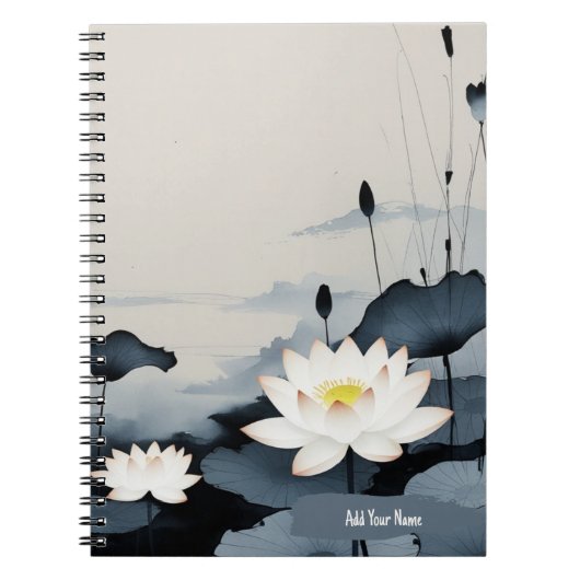 Minimalist Lotus Flower Notebook Journal (Devant)