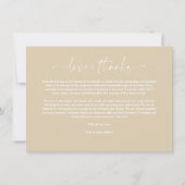 Minimalist Love & Thanks Whimsical Script Wedding Bedankkaart (Achterkant)