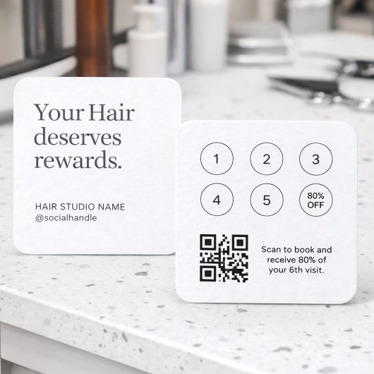 Minimalist Loyalty Program Business Card QR Code Vierkante Visitekaartje