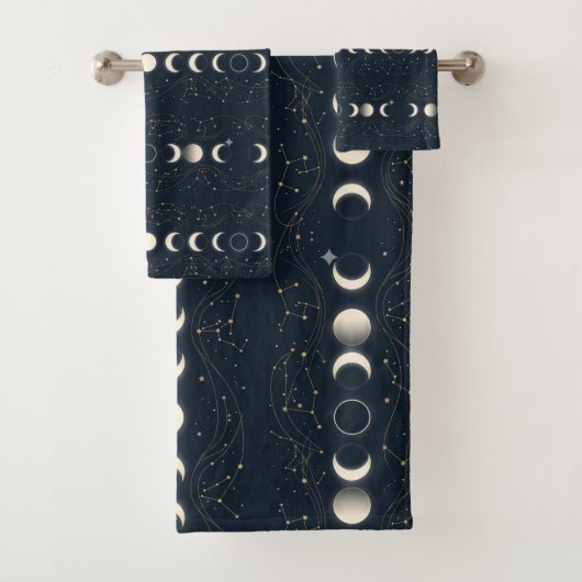 Minimalist Lunar Phases Pattern with Stars and Nig (En situation)