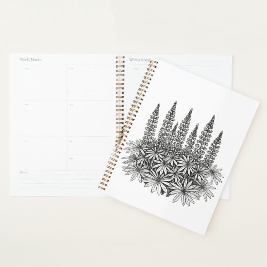 Minimalist Lupine Botanical Planner (Devant avec enveloppe)