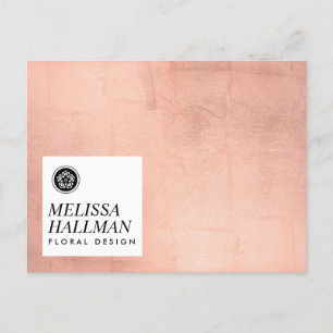 Minimalist Luxe Floral Logo Roos Gold Briefkaart