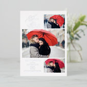 Minimalist Luxury 3 Photos Wedding Silver  Folie Uitnodiging (Staand Voorkant)