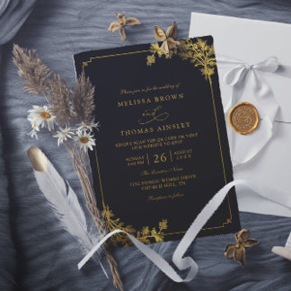 Minimalist Luxury Black Elegant QR Code Wedding Kaart