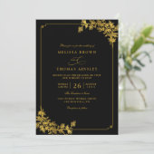 Minimalist Luxury Black Elegant QR Code Wedding Kaart (Staand voorkant)