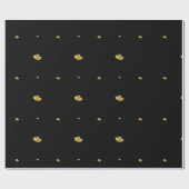 Minimalist Luxury Interlocking Gold Hearts on Blac Cadeaupapier (Vlak)