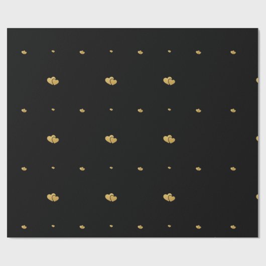 Minimalist Luxury Interlocking Gold Hearts on Blac Cadeaupapier (Vlak)