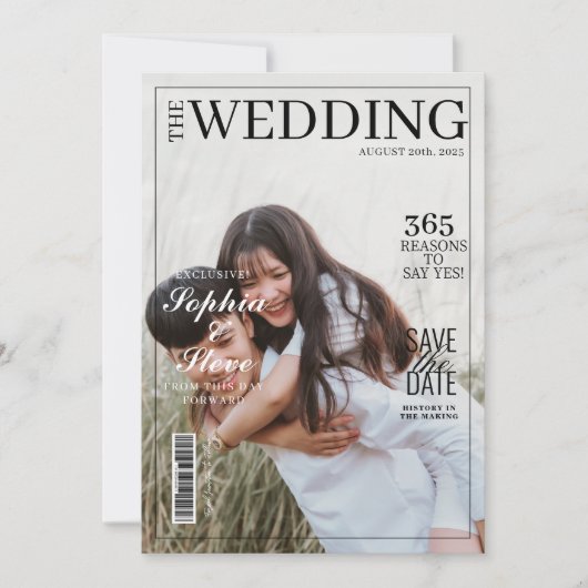 Minimalist Magazine Hoesje Wedding Save the Date Kaart (Voorkant)