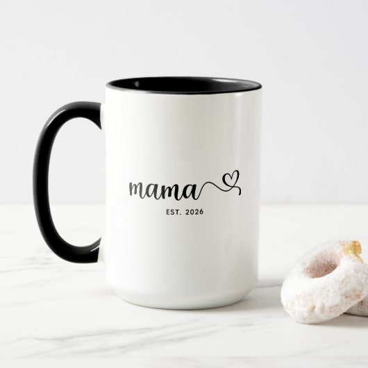 Minimalist Mama Swash Hart Script Foto Mok (Met donut)