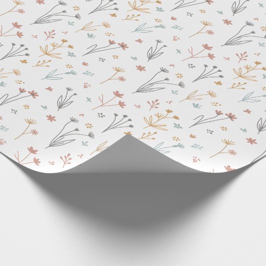 Minimalist Meadowcore Neutral Wildflowers Pattern Cadeaupapier (Hoek)