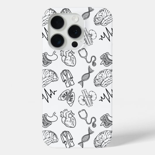 Minimalist Medical Doodles iPhone 15 Pro Case (Achterkant)