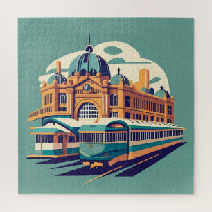 Minimalist Melbourne Australië schilderij souvenir Legpuzzel
