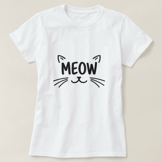 Minimalist MEOW Cat Line Art T-Shirt (Design devant)