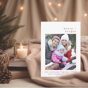 Minimalist Merry + Bright Family Kaart voor Kers