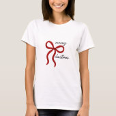 Minimalist Merry Christmas Red Bow T-shirt (Voorkant)