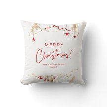 Minimalist Merry Christmas Typography Throw Pillow