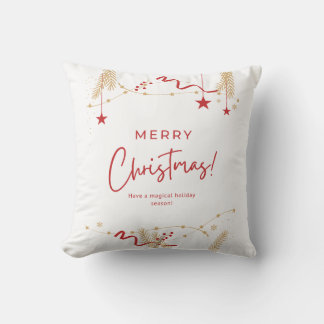 Minimalist Merry Christmas Typography Throw Pillow Kussen