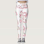 Minimalist Merry Little Christmas Red Script Wit Leggings (Voorkant)