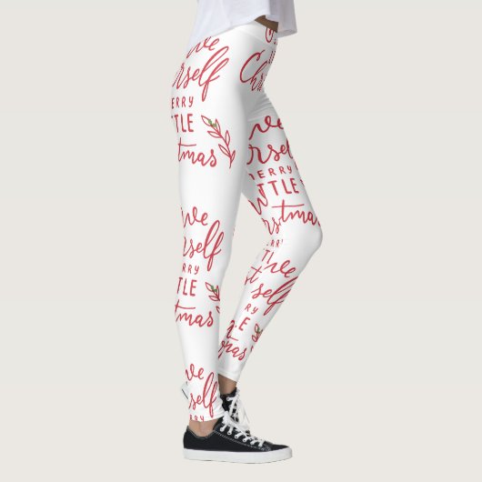 Minimalist Merry Little Christmas Red Script Wit Leggings (Rechts)