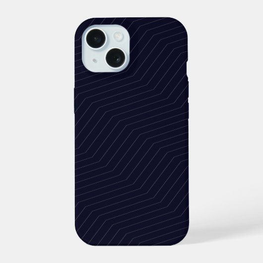 Minimalist Midnight Navy Blue Zig Zag Geometric iPhone 15 Hoesje (Achterkant)