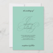 Minimalist mint green monogram initials wedding  kaart (Voorkant)