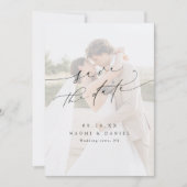 Minimalist Modern Chic Script Elegant Photo Save The Date (Voorkant)