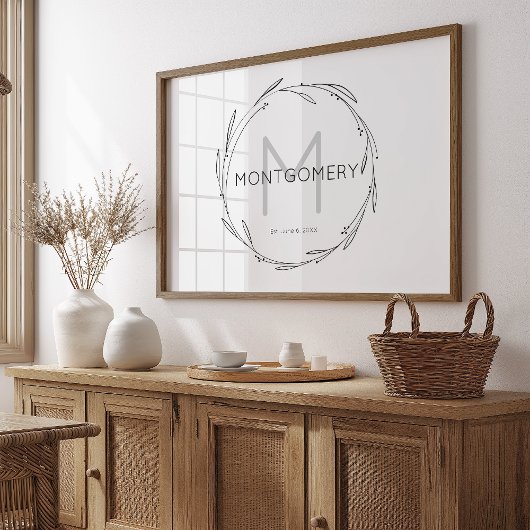 Minimalist Modern Custom Name Sign Wedding Gift Poster