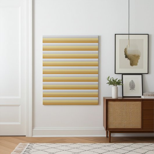 Minimalist Modern Gold and Silver Stripes Canvas Afdruk