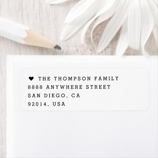 Minimalist Modern Heart Family Name Customizable Etiket (Insitu)