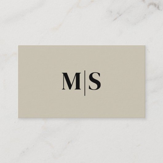 Minimalist Modern Initials QRCode Black on Beige Visitekaartje (Voorkant)