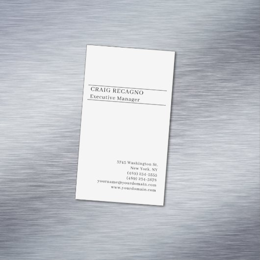 Minimalist Modern Plain Trendy Black White Magnetisch Visitekaartje (Voorbeeld)