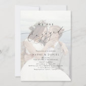 Minimalist Modern Script Photo Elegant Engagement  Kaart (Voorkant)