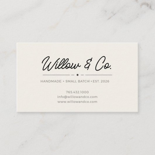 Minimalist Modern Script Small Business Card Visitekaartje (Voorkant)