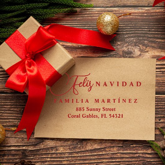 Minimalist Modern Spanish Feliz Navidad Address Rubberstempel