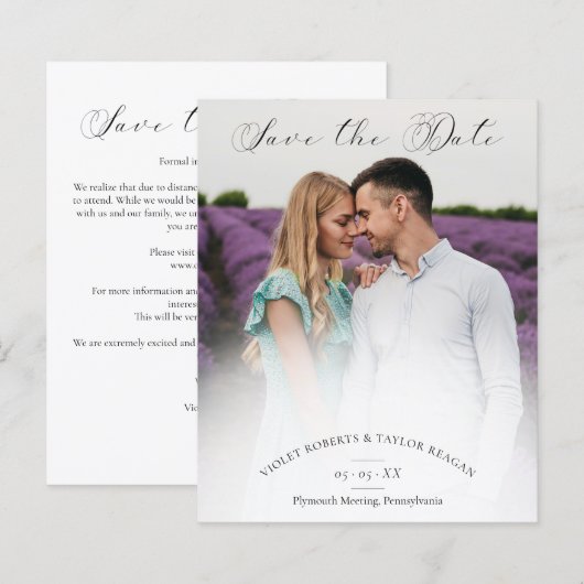 Minimalist Modern Typography Script Wedding Photo (Voorkant / Achterkant)