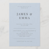 Minimalist Modern Wedding Dusky Blue Kaart (Voorkant)
