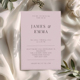 Minimalist Modern Wedding Dusky Rose Kaart