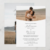 Minimalist Modern White Photo Wedding Kaart (Voorkant / Achterkant)