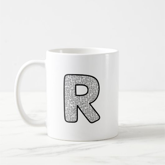 Minimalist Monochrome Letter R Art Mug (Gauche)
