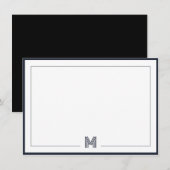 Minimalist Monogram Double Border Stationery Notitiekaartje (Voorkant / Achterkant)
