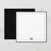 Minimalist Monogram Double Border Stationery Notitiekaartje (Voorkant / Achterkant)