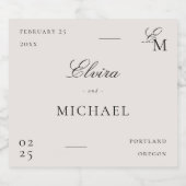 Minimalist Monogram Editorial Wedding Bier Etiket (Enkel label)