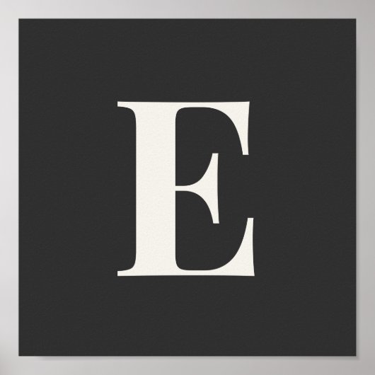 Minimalist Monogram Poster | Gray & Ivory Initial  (Voorkant)