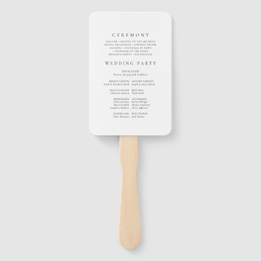 Minimalist Monogram Wedding Ceremony Fan Program Handwaaier (Achterkant)