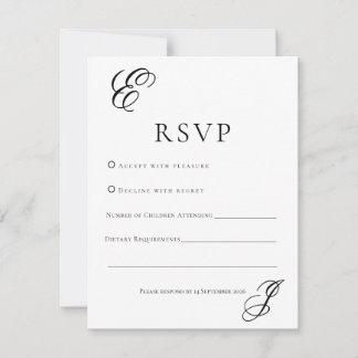 Minimalist Monogram Wedding RSVP Card  Kaartje